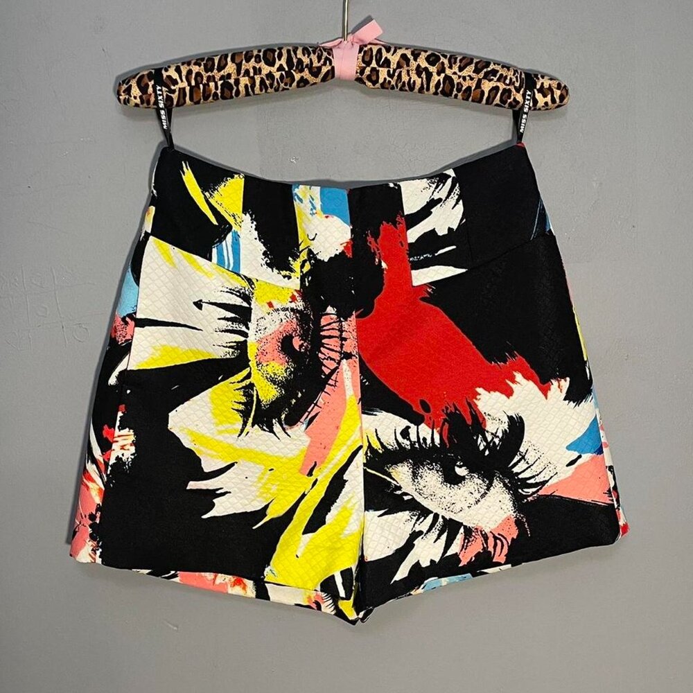multicolored eye floral miss sixty shorts with pockets